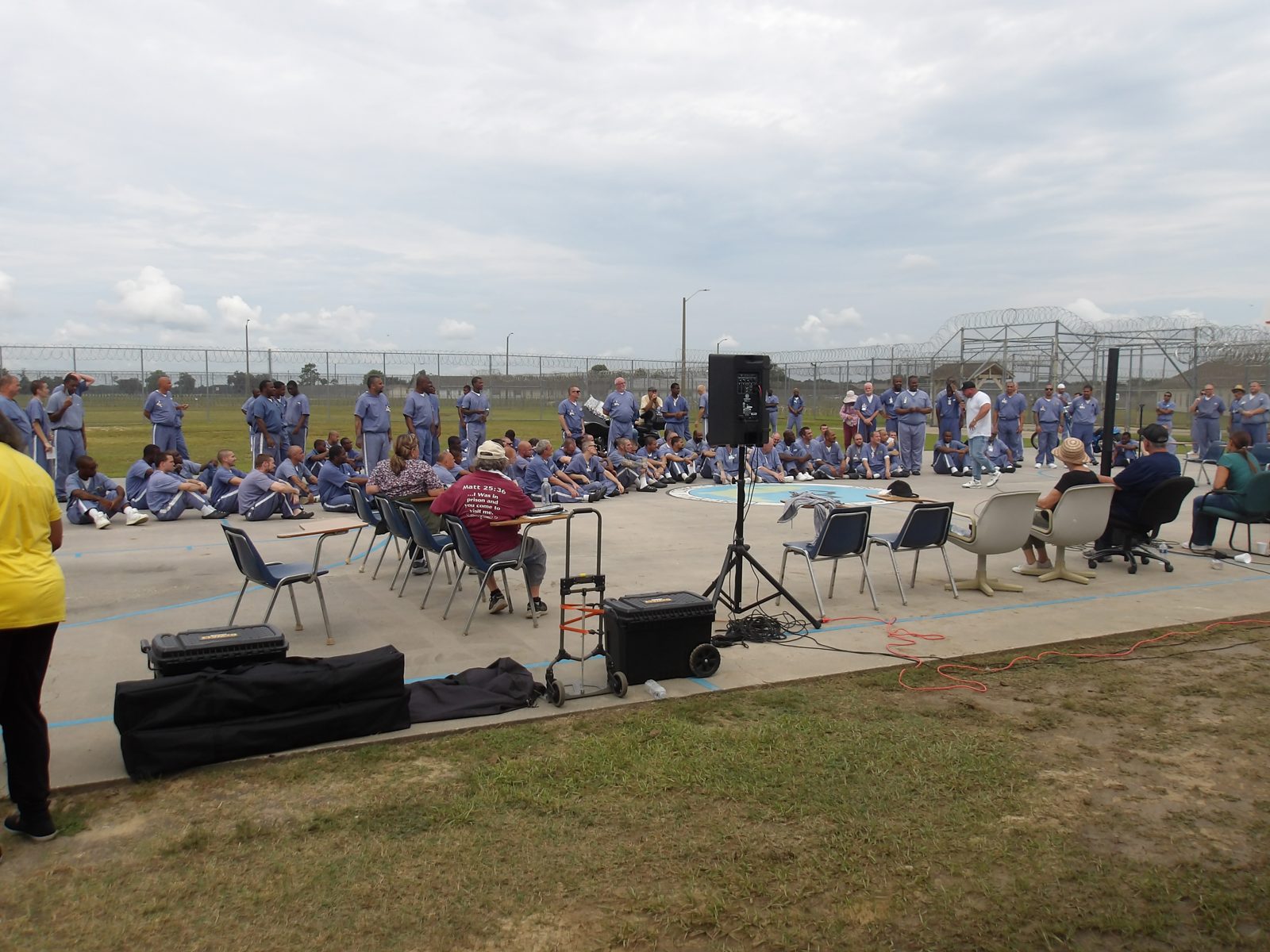 Prison Yard Crusade service on the yard
