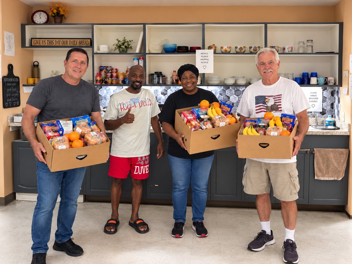Volusia/Flagler County Coalition staff and residents with grocery boxes